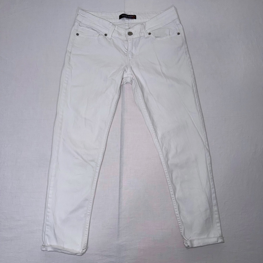 Levi's Jeans Juniors 9 White Stretch Denim Slim Leg Genuinely Crafted Zip Fly